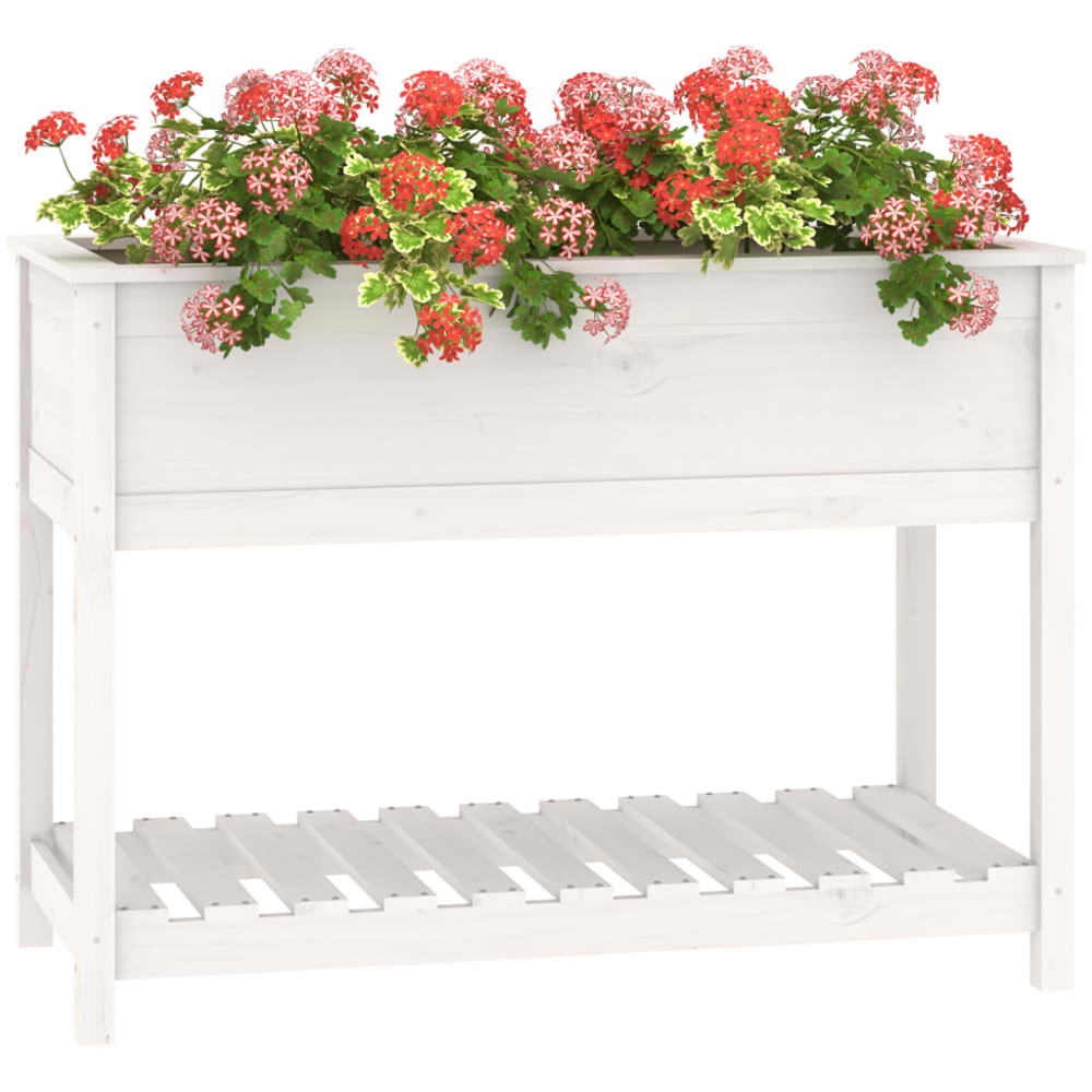 vidaXL White Solid Pine Garden Planter with Shelf 81 x 111.5 x 54cm Image 3