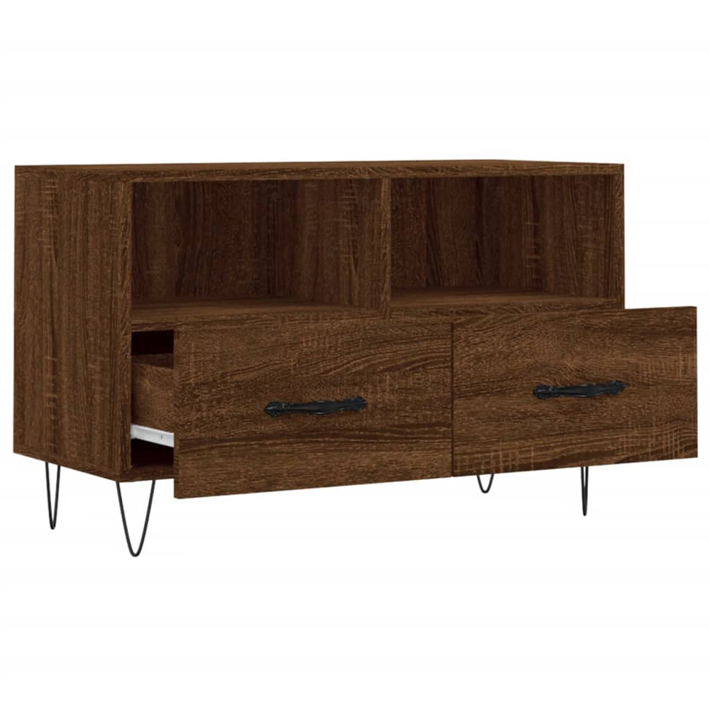 vidaXL 2 Drawer 2 Shelf Brown Oak TV Cabinet Image 6
