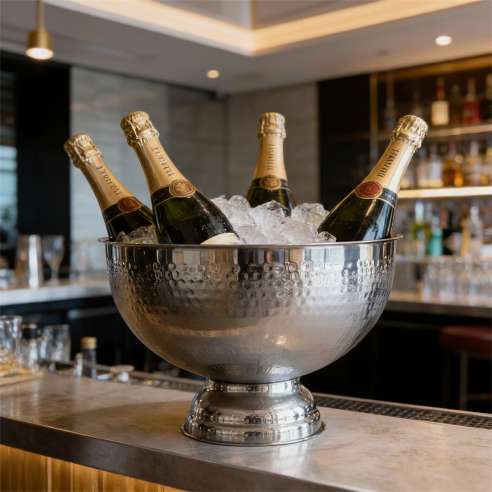Rink Hammered Stainless Steel Champagne Ice Bucket 35cm Image 4