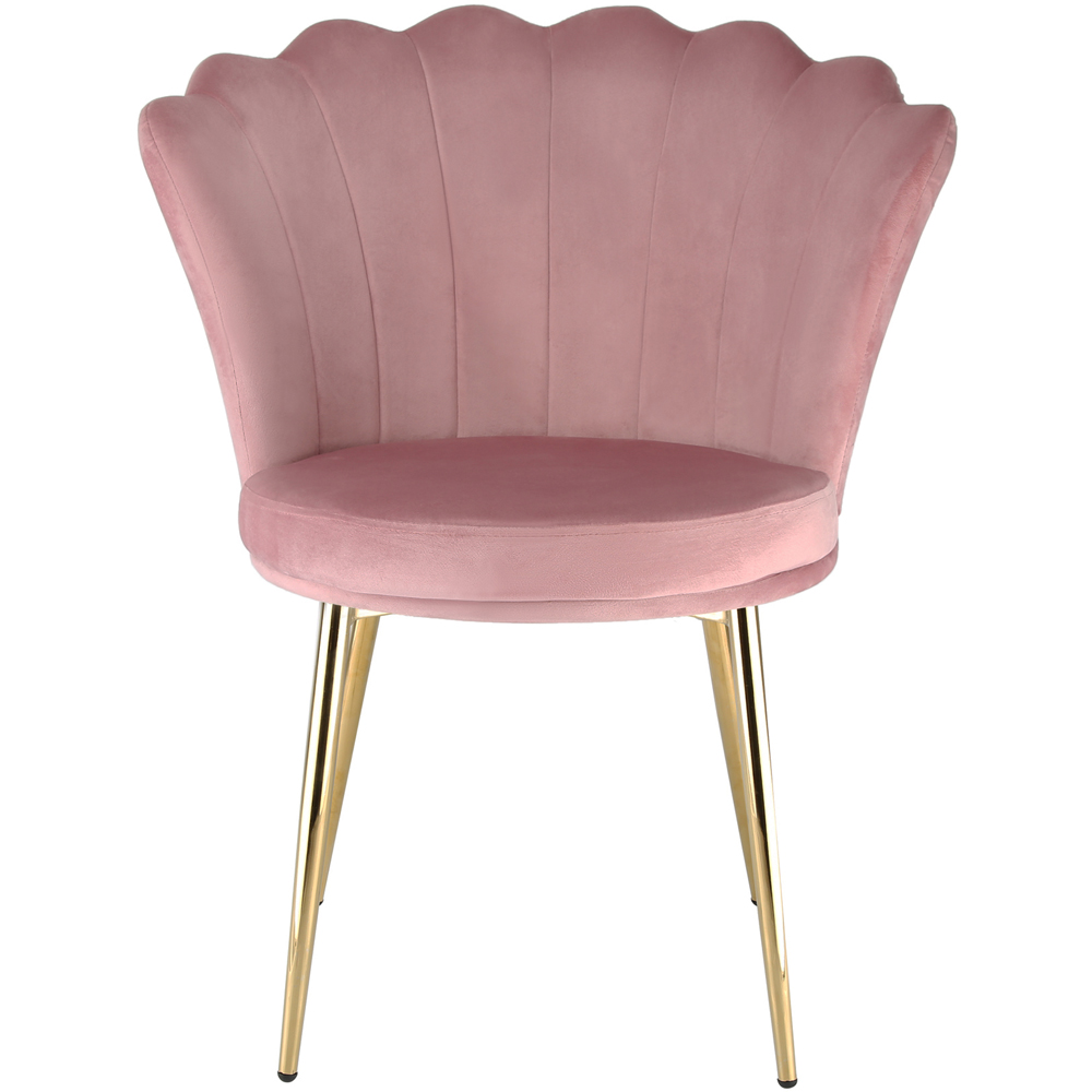 Freya Petal Back Accent Chair Velvet Uphostery - Pink Image 3