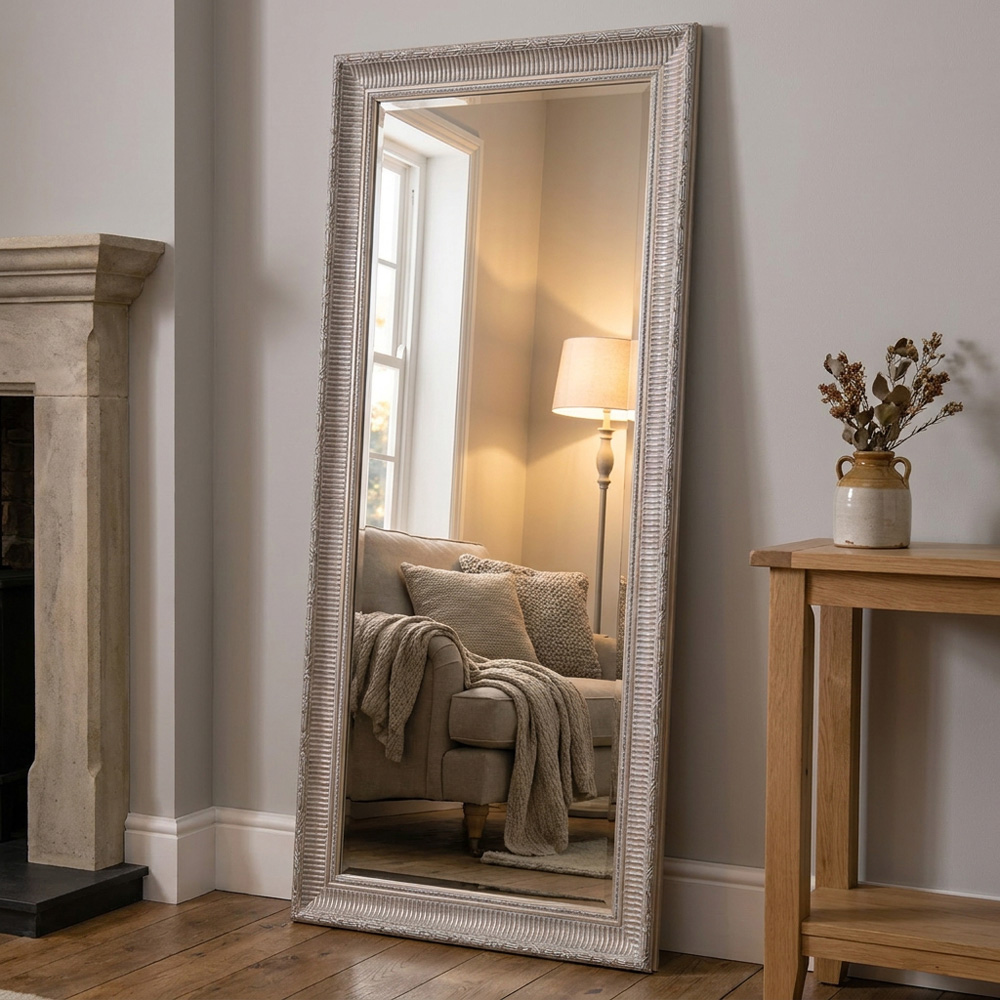 Iyla Carved Washed Wooden Mirror Image 2