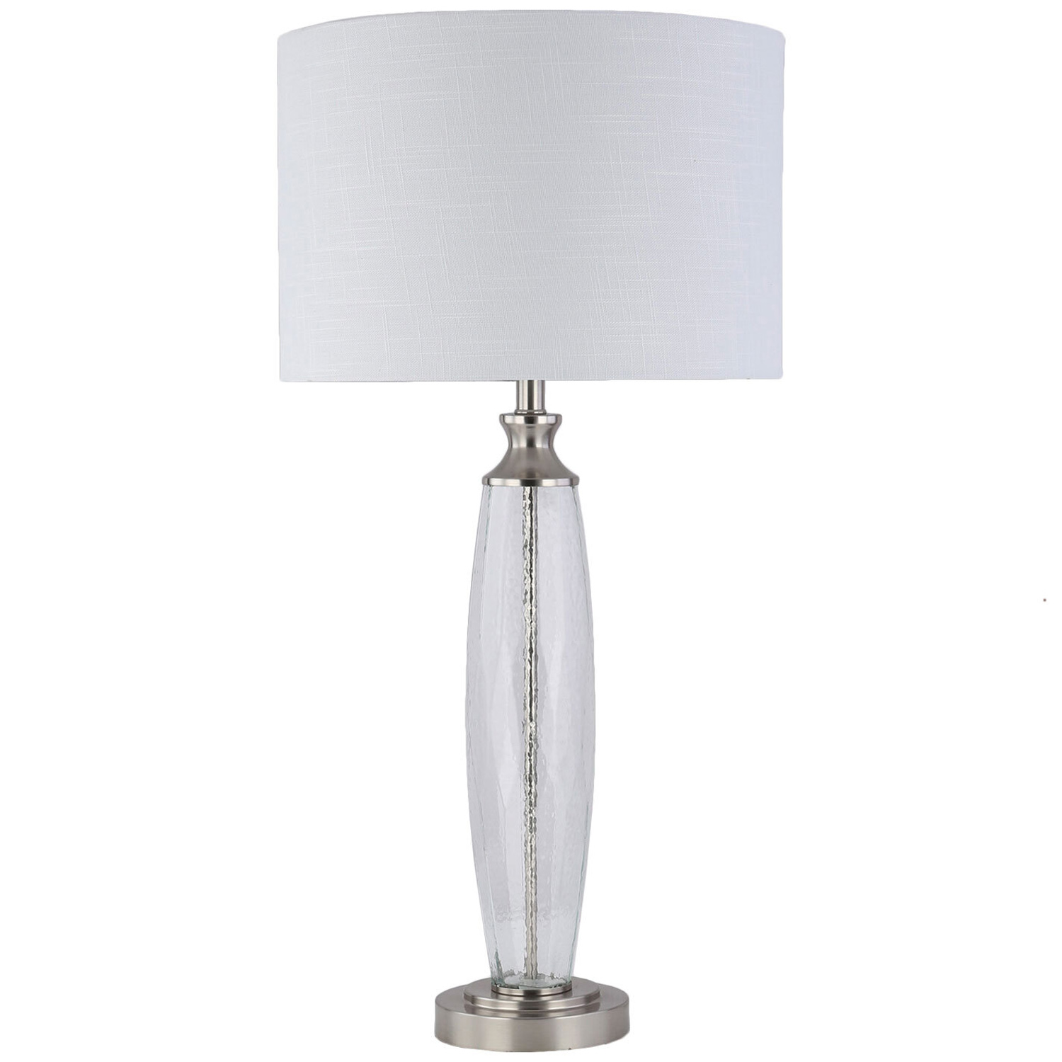 Lavina White and Chrome Glass Table Lamp Image 1