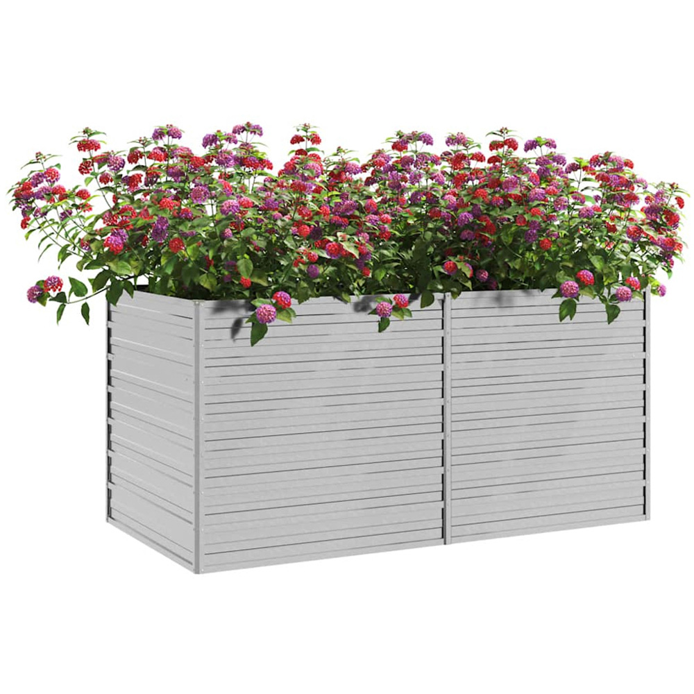 vidaXL Silver Galvanised Steel Raised Garden Bed 77 x 160 x 80cm Image 2