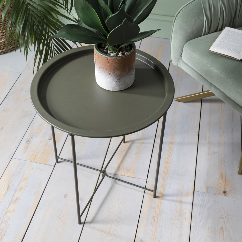 Noa and Nani Olive Green Round Metal Side Table Image 5