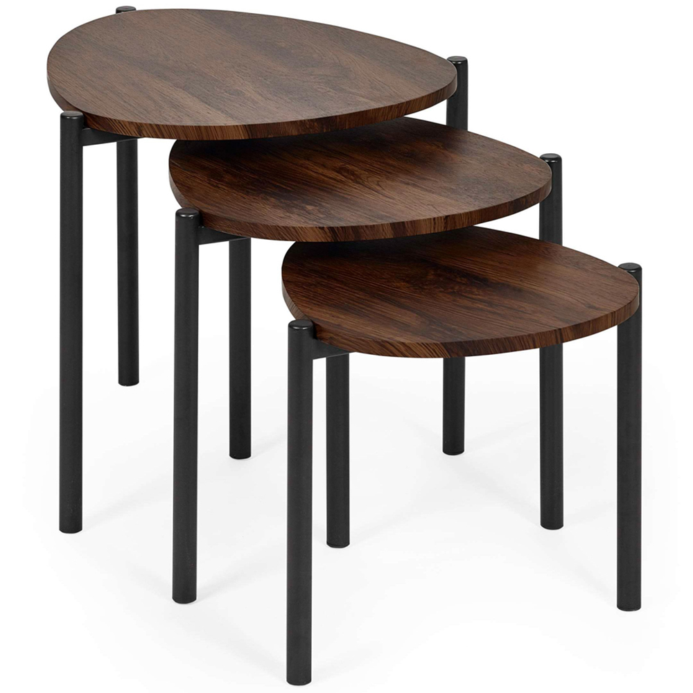 Julian Bowen Lorette Walnut Effect Teardrop Nest of Tables Set of 3 Image 2