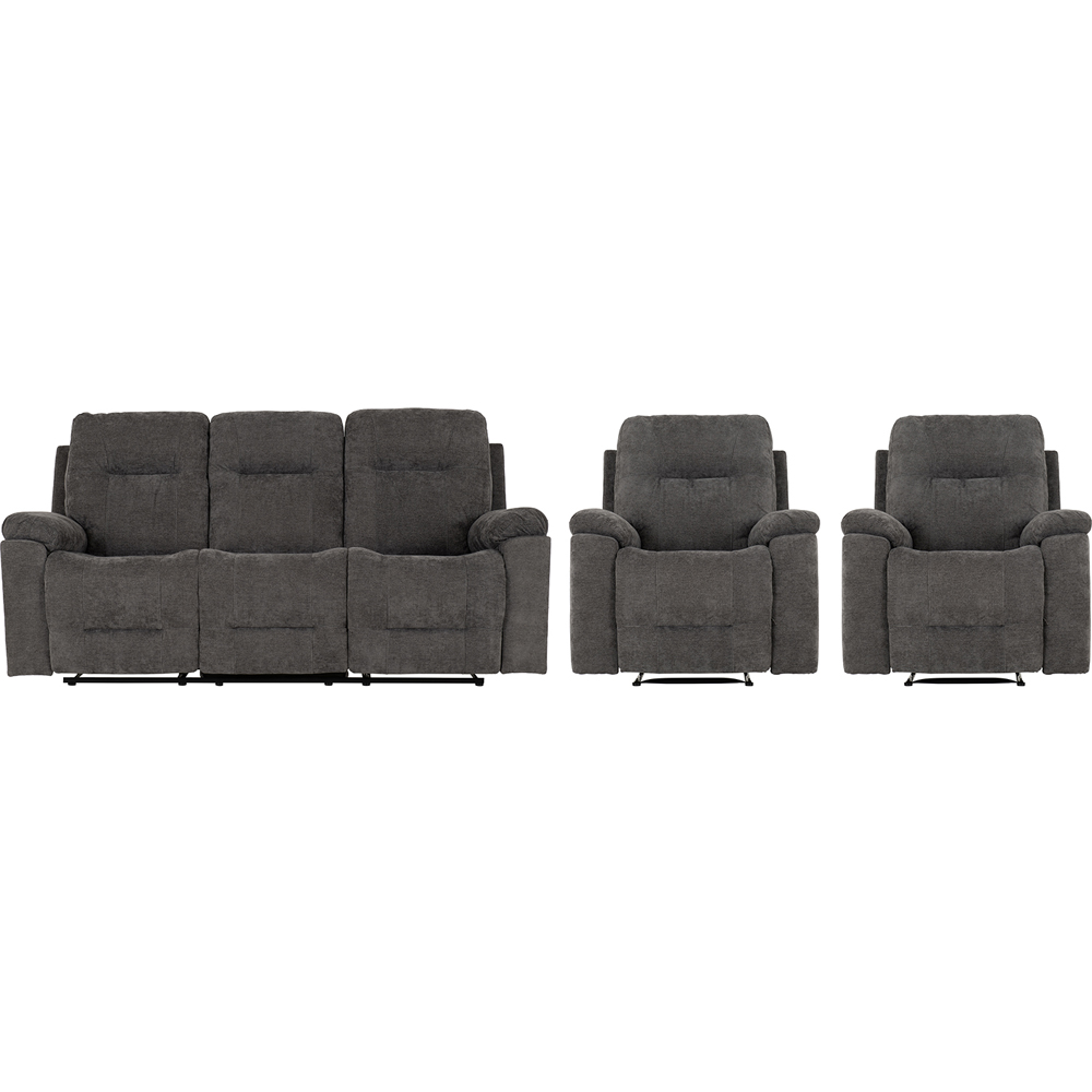 Seconique Guildford 5 Seater Recliner Grey Fabric Sofa Set Image 3