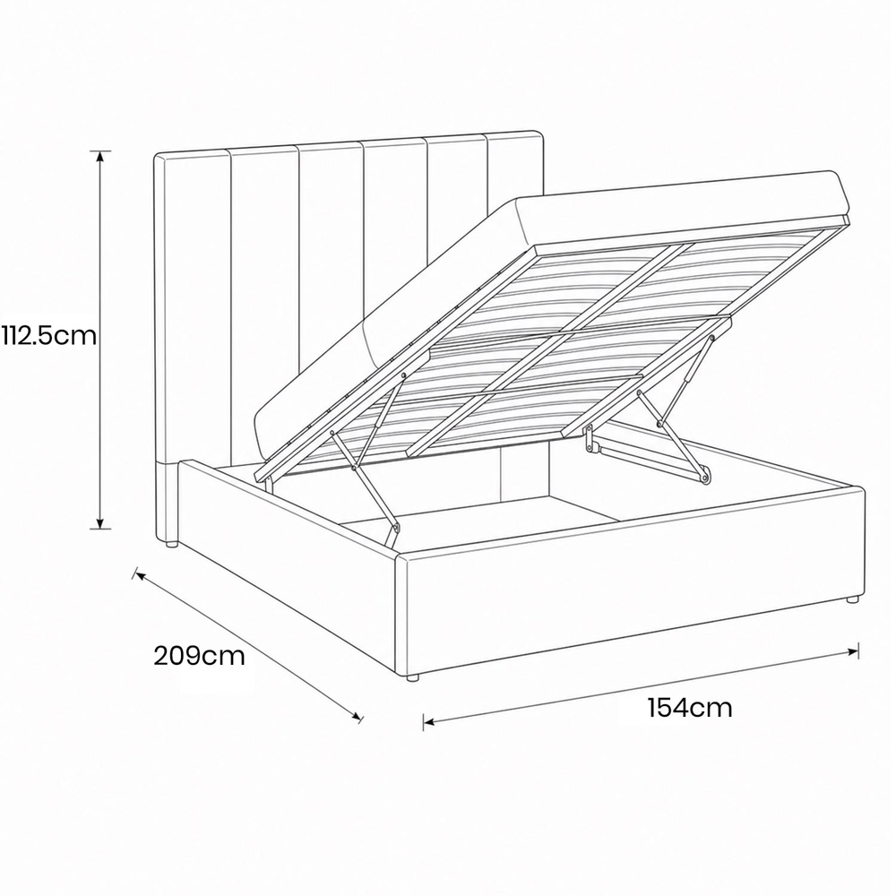 FWStyle Sollom Double Nickel Upholstered Lift-Up Ottoman Bed Frame with Ribbed Headboard Image 8