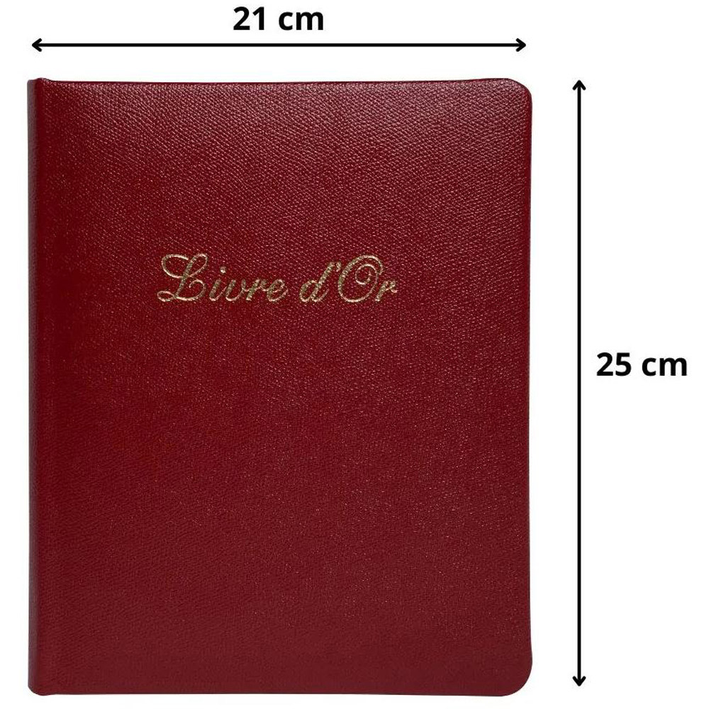 Exacompta Red Leather Livre D or Guest book with French cover and Gold Edges 140 Pages Image 9