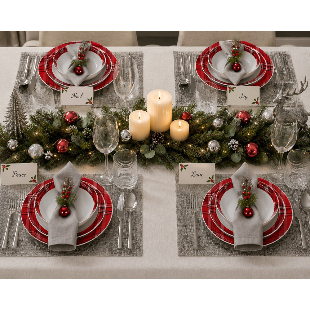 Waterside Christmas Red Tartan 12 Piece Dinner Set Image 2