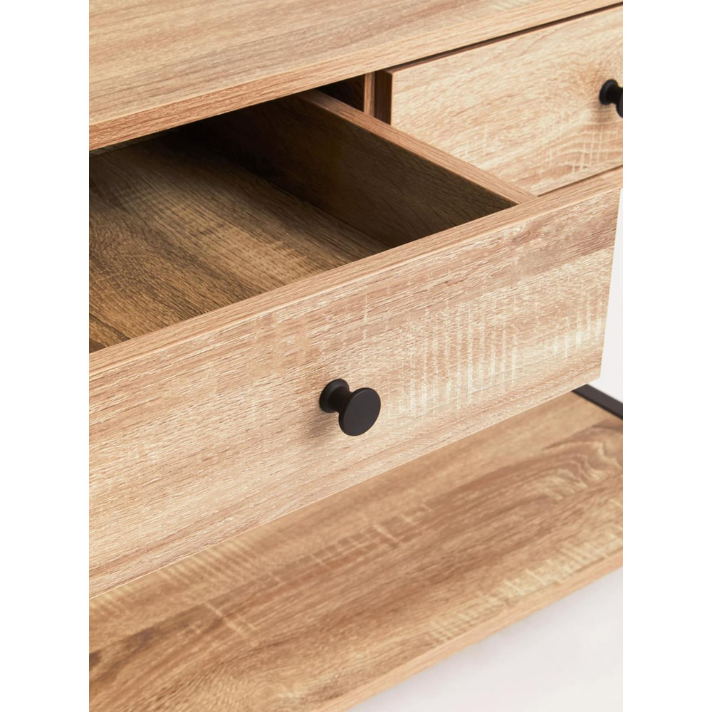 Premier Housewares Bradbury 3 Shelf 2 Drawer Grey Oak Bookshelf Image 6