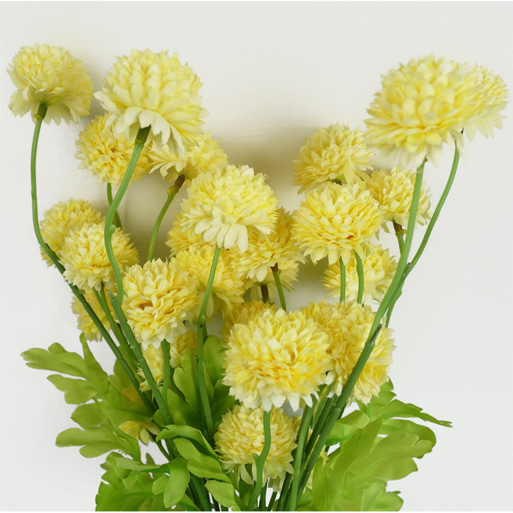 Leaf Yellow Dahlia Pompom Artificial Stem 50cm 6 Pack Image 5