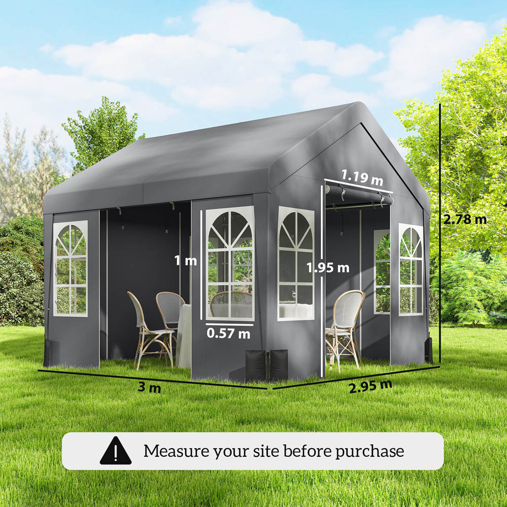 Outsunny 3 x 3m Grey Cathedral Style Gazebo with Sidewalls Image 9