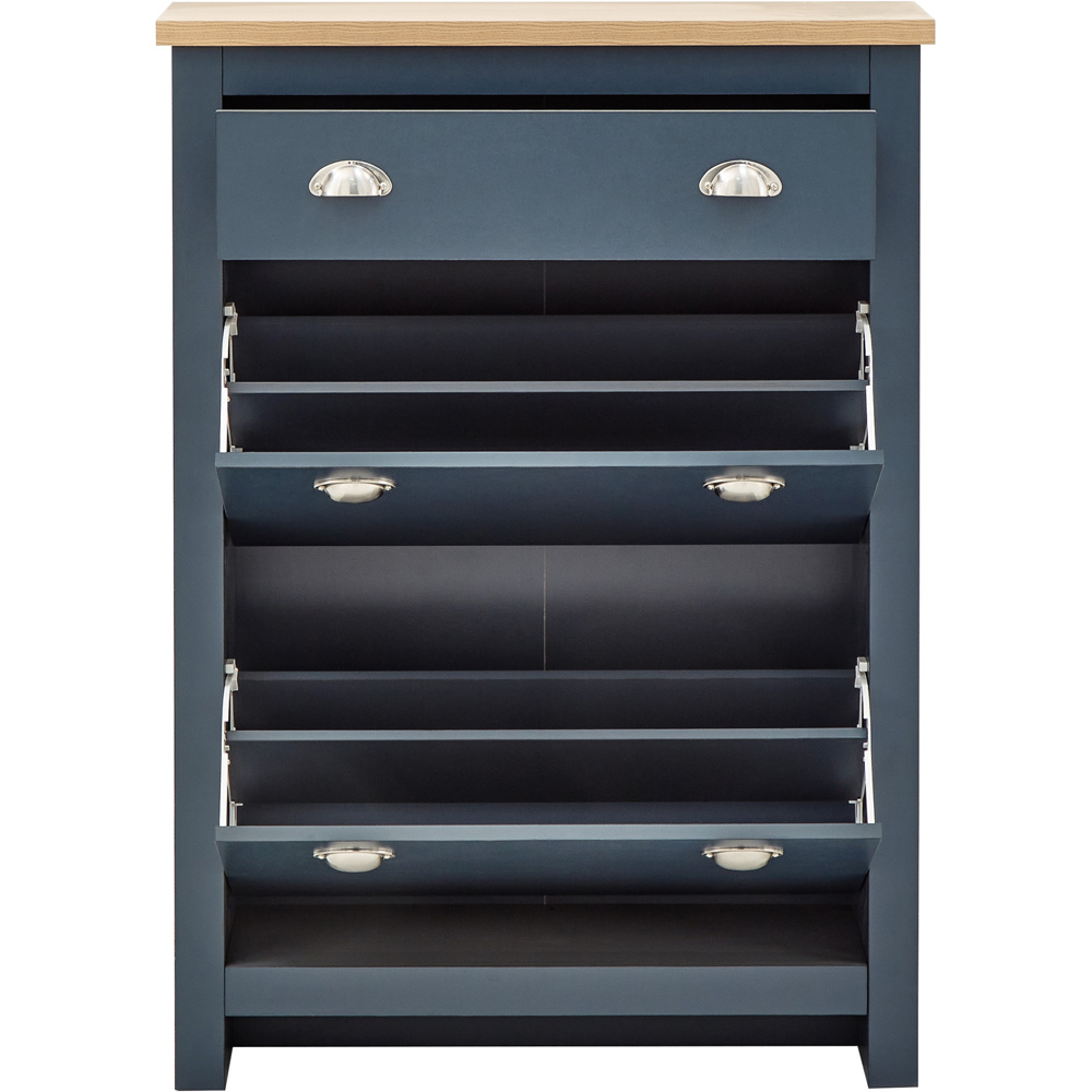 GFW Lancaster Slate Blue 2 Door 1 Drawer Shoe Cabinet Image 3
