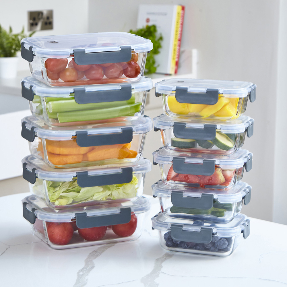 Neo 10 Piece Glass Food Storage Container Set with Lids Image 2