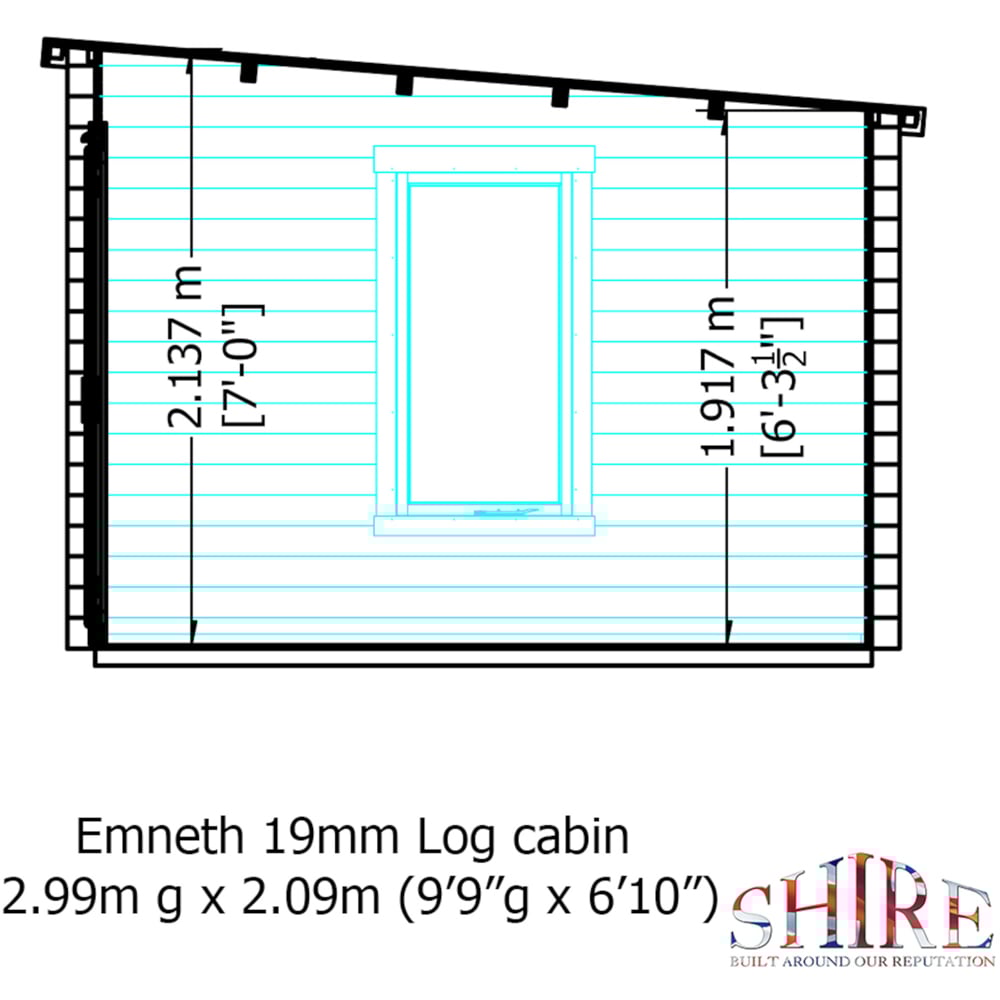 Shire Emneth 10 x 7ft Double Door Pressure Treated Log Cabin Image 8