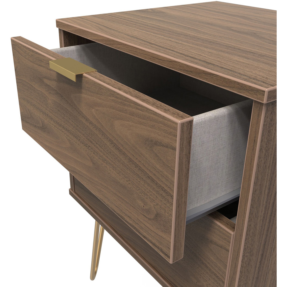 Crowndale Hong Kong 2 Drawer Carini Walnut Compact Bedside Cabinet Ready Assembled Image 5