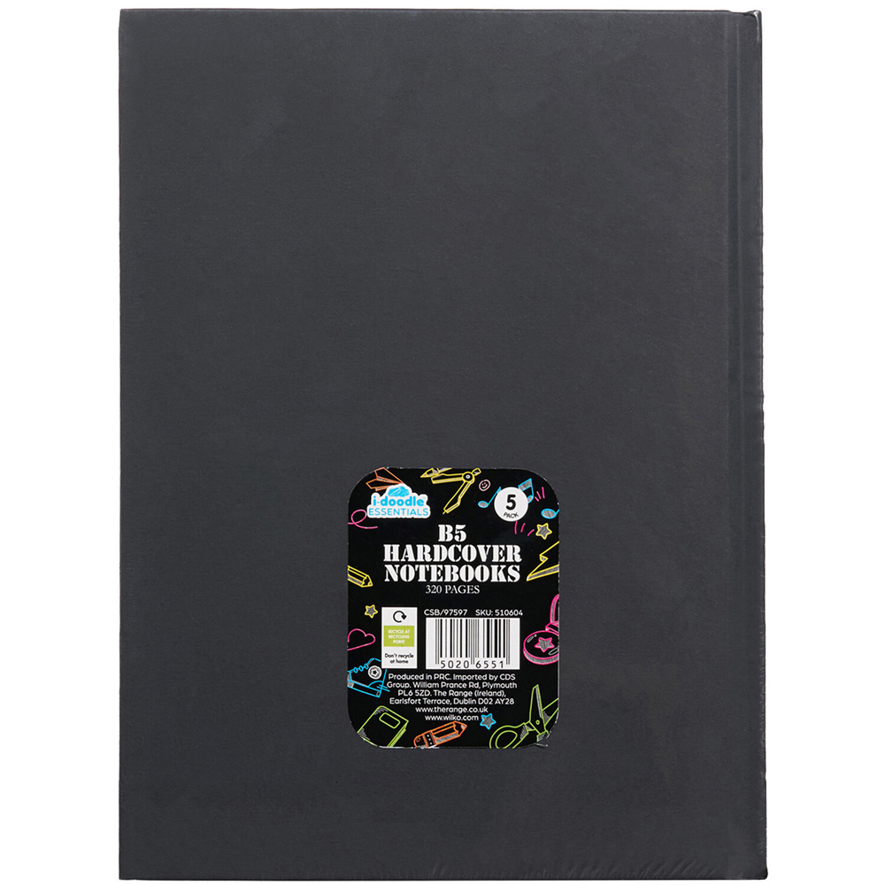 Pack of 5 B5 Hardcover Notebooks Image 2