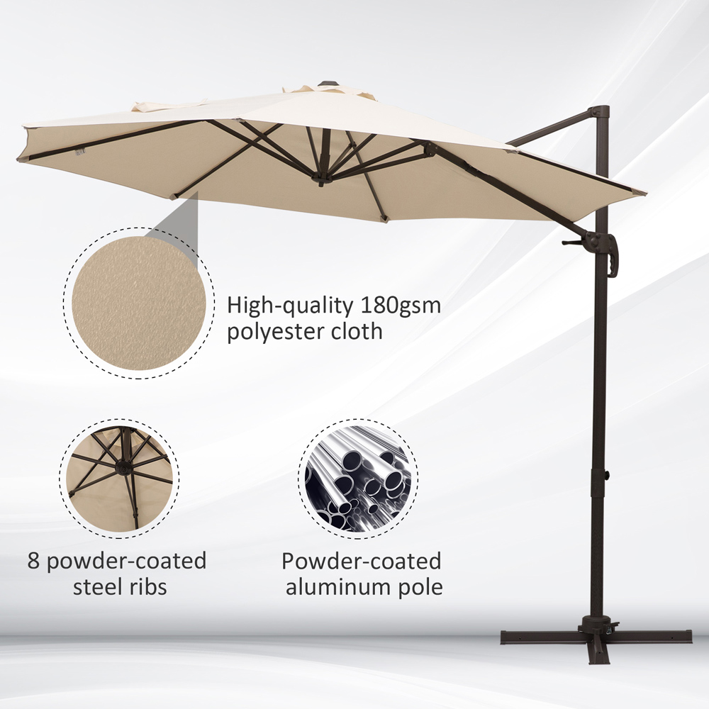 Outsunny Beige Cantilever Banana Parasol 3m Image 6