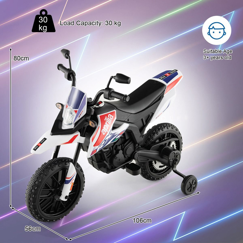 Costway White Kids Ride On Motorbike Image 7