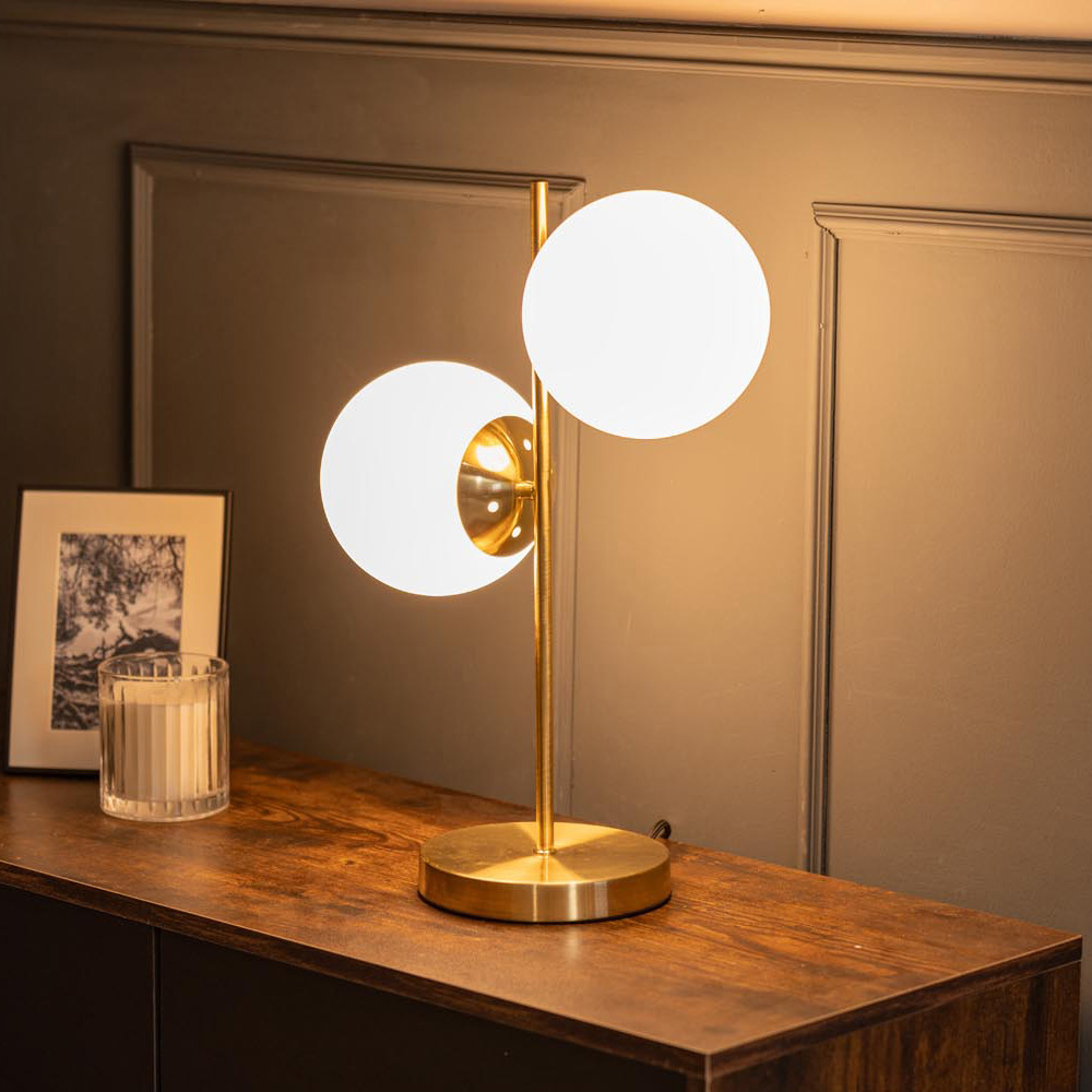 ValueLights Jas Brushed Gold Metal LED Table Lamp Image 5