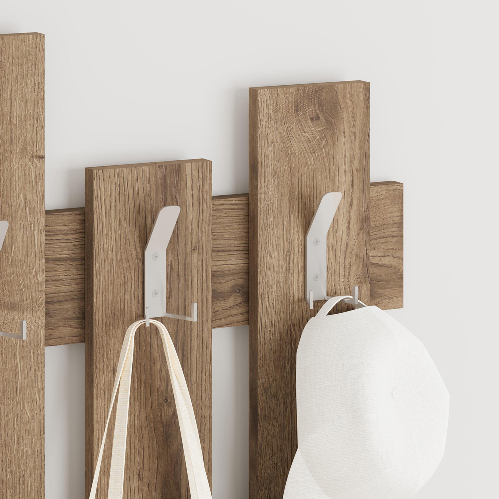 Decortie Wave 8 Hook Dark Oak Effect Coat Hanger Image 3