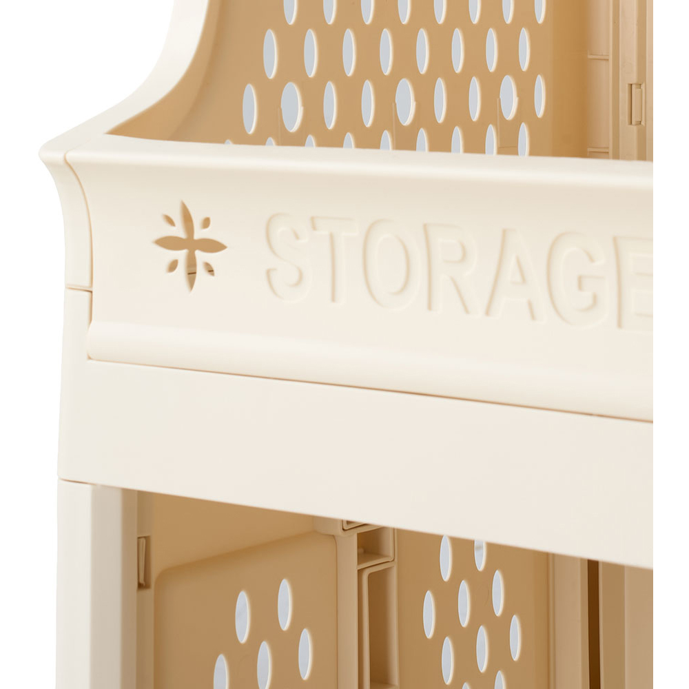 Living and Home 3-Tier Cream Multifunctional Storage Trolley Cart with Handles Image 4