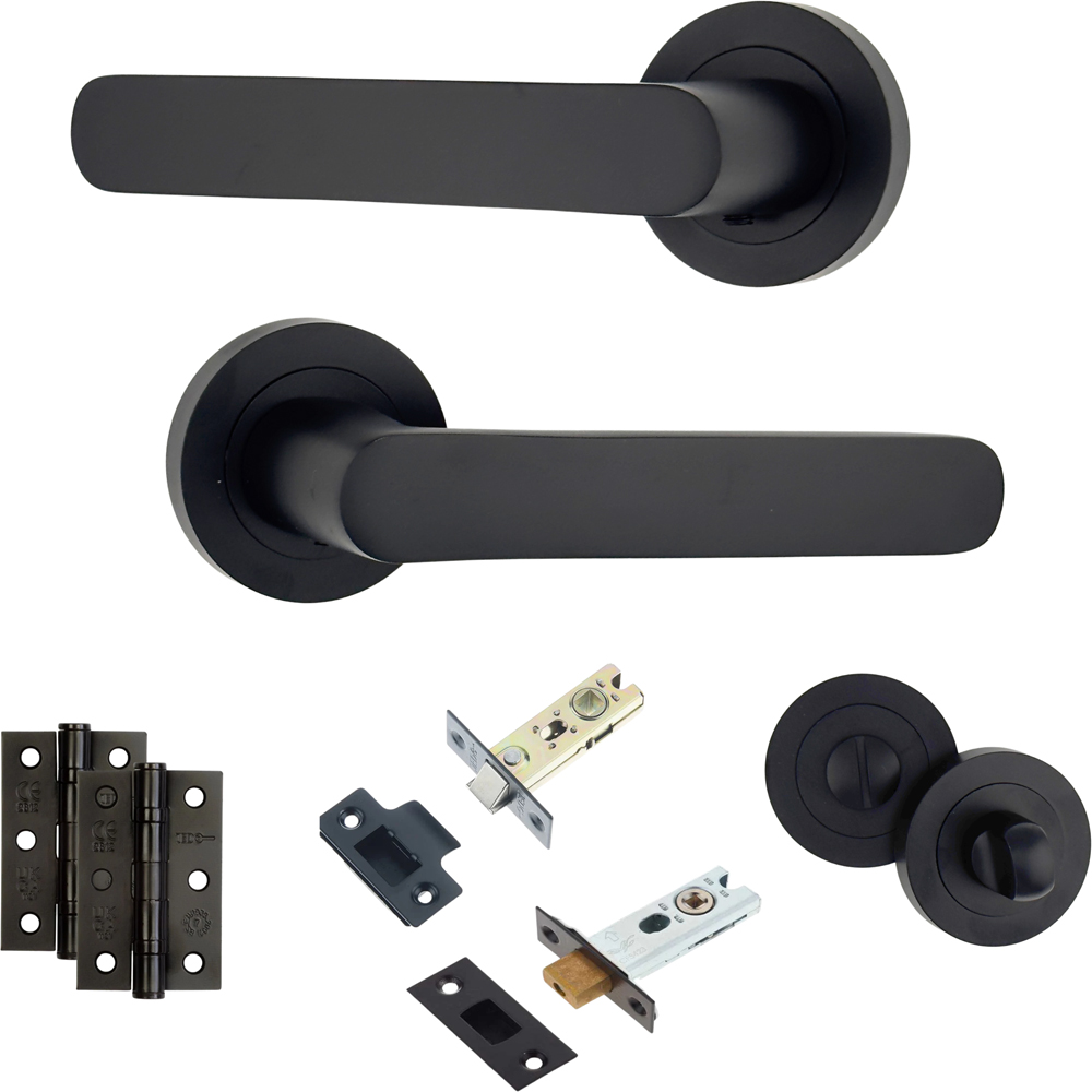 AXS Hardware Harlem Black Bathroom Door Handles on Rose Image 1