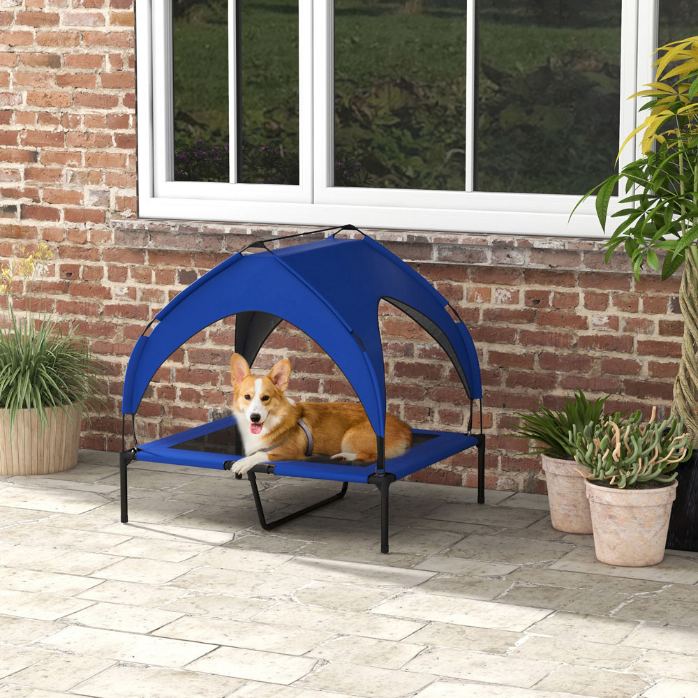 PawHut Dark Blue Cooling Raised Pet Bed Image 4