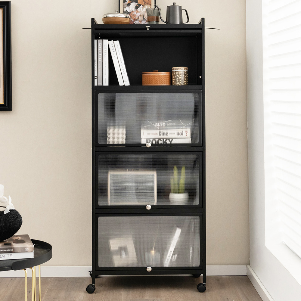 Costway 4 Shelf Black Kitchen Storage Rack Image 1