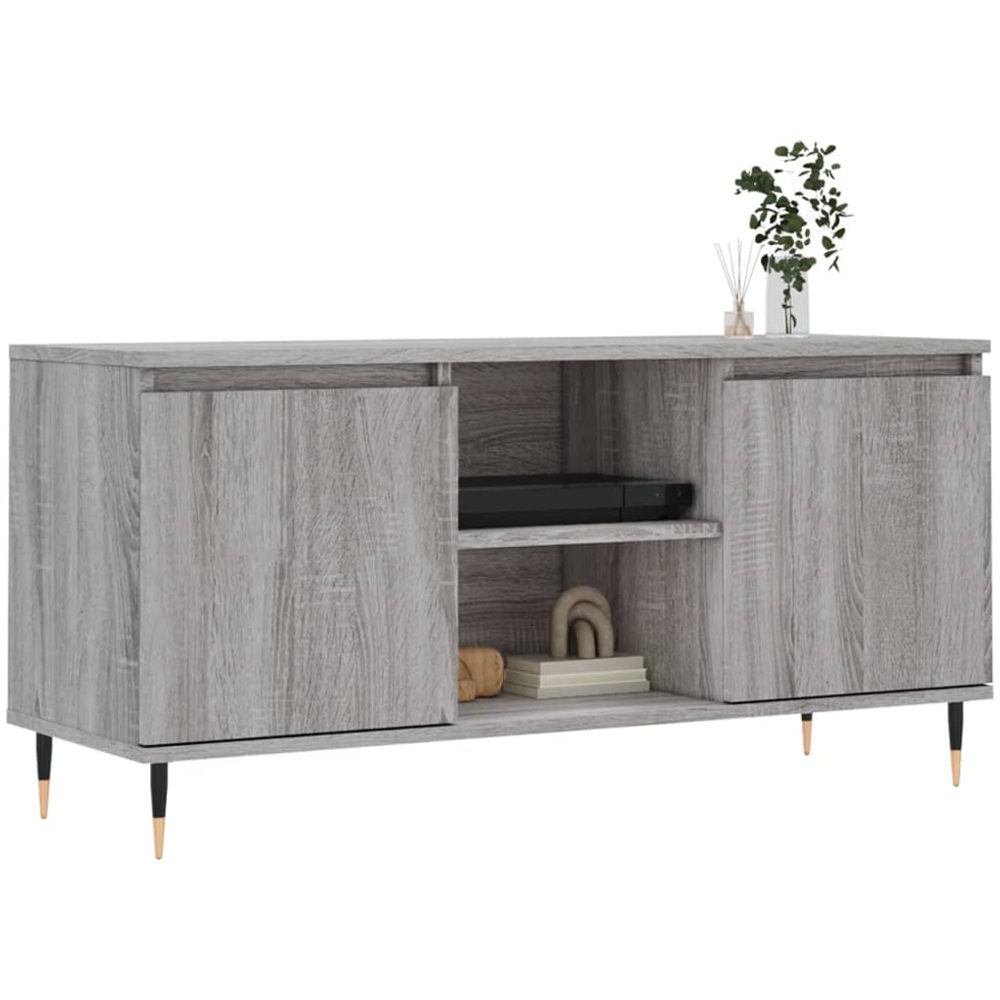 vidaXL 2 Door 2 Shelf Grey Sonoma TV Cabinet Image 3
