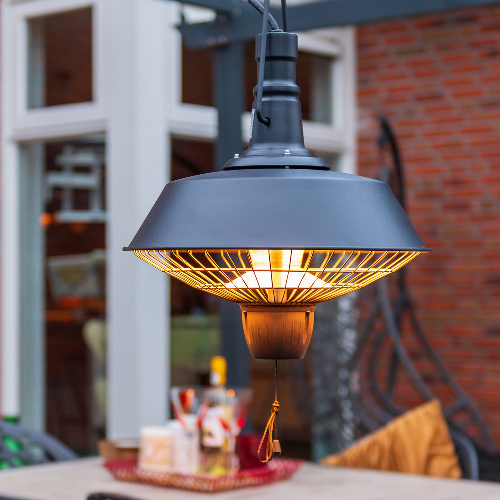 Sunred Indus Bright Black Hanging Patio Heater 2100W Image 9