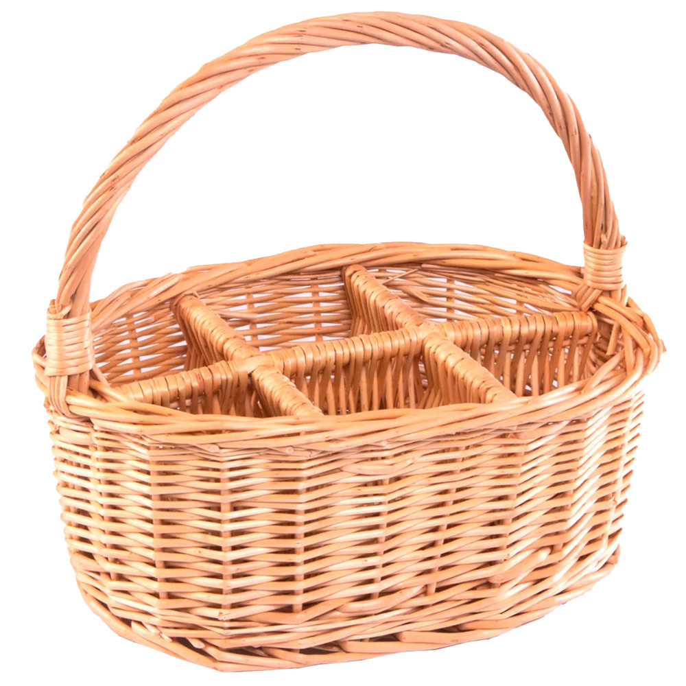 Red Hamper Oval Glass or Cutlery Drinks Basket Image 1