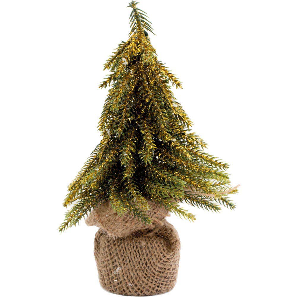 St Helens 20cm Green Gold Finish Mini Christmas Tree Image 1