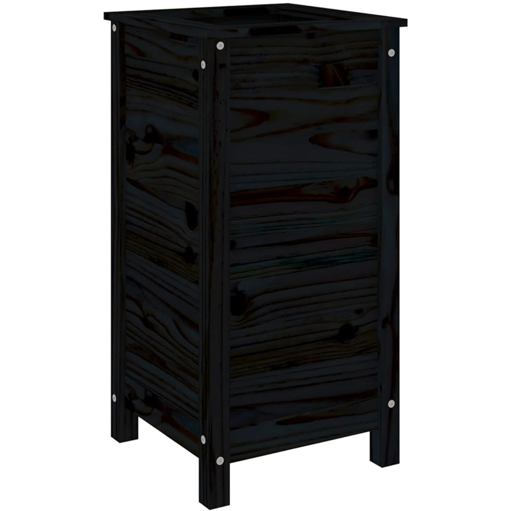 vidaXL Black Solid Pine Wood Garden Planter 40 x 40 x 78cm Image 1