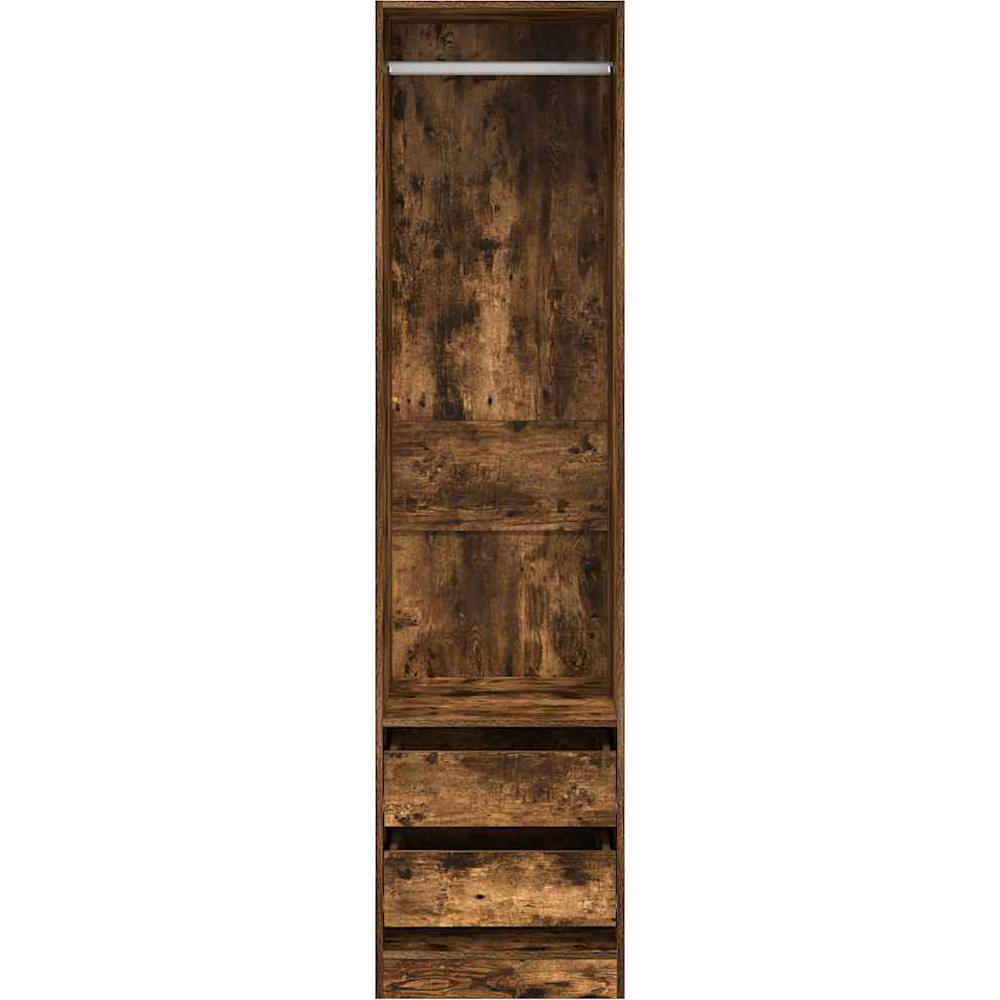 vidaXL 2 Drawer Single Shelf Smoked Oak Wooden Open Wardrobe Image 3