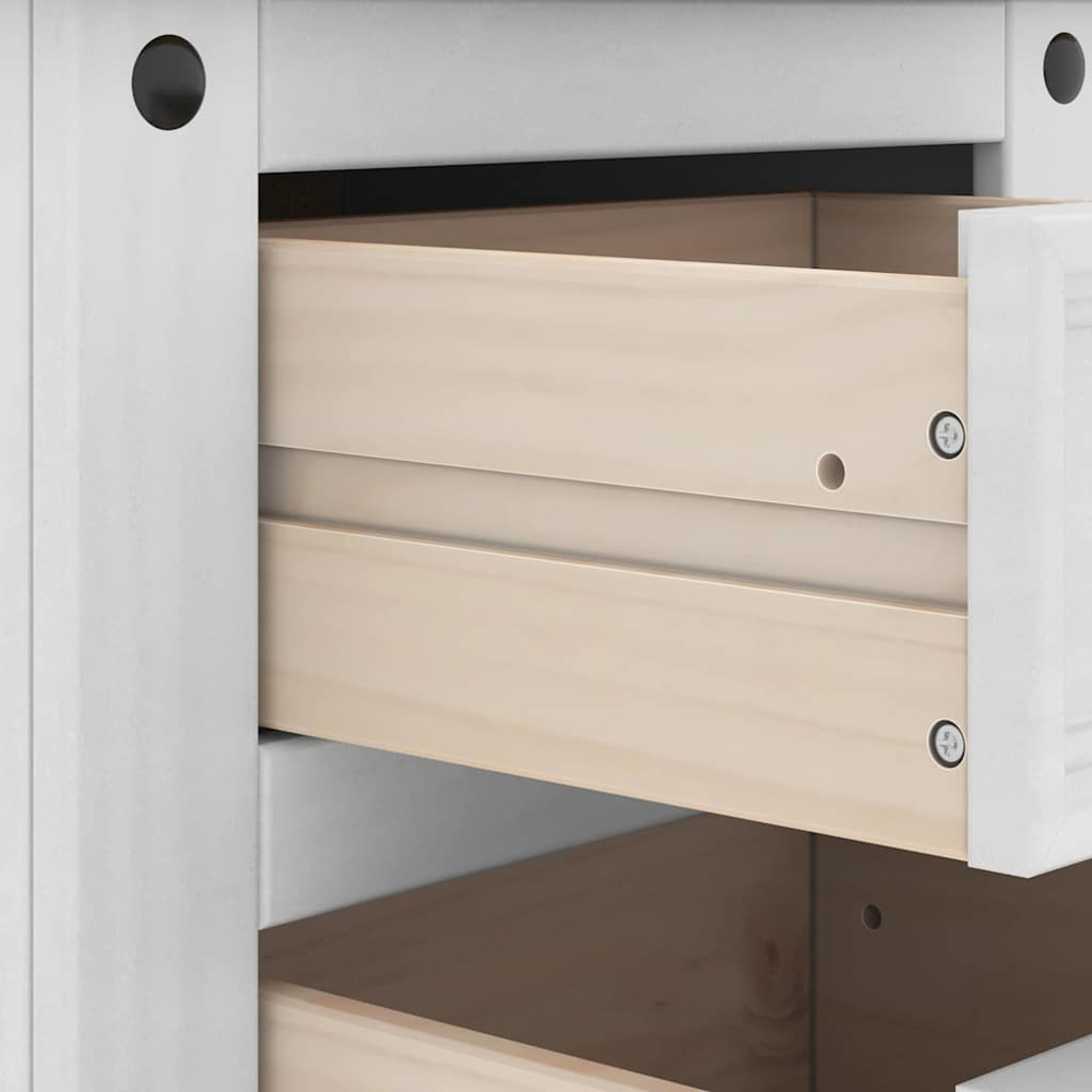 vidaXL Corona 5 Drawer White Solid Pine Wood Bedside Table Image 8
