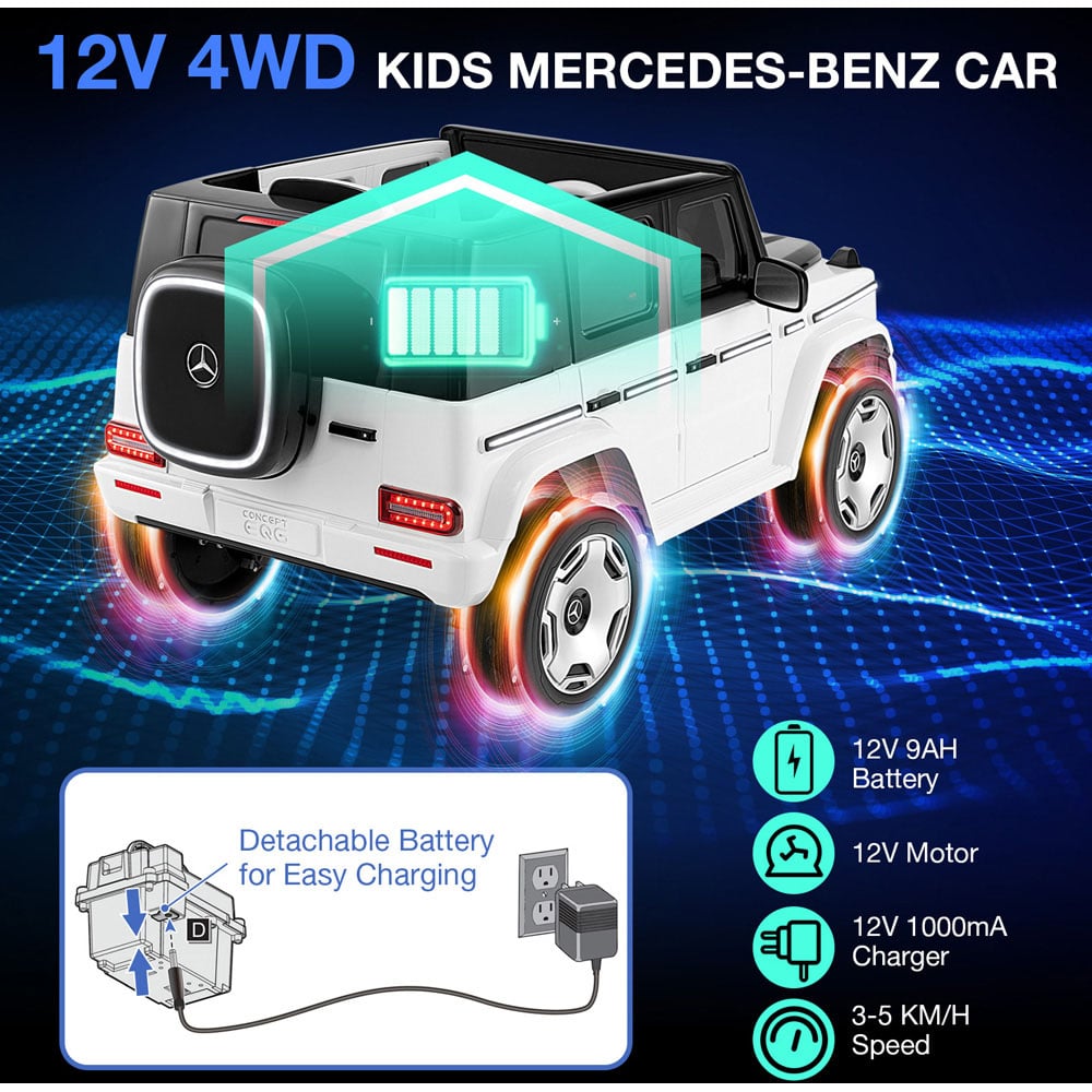 Costway Kids White Licensed Mercedes Benz EQG Ride On Car 12V Image 7