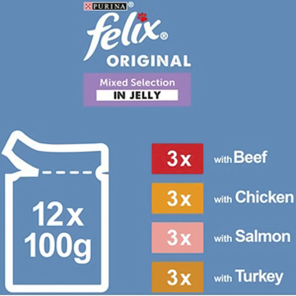 Felix Mixed Selection in Jelly Senior Cat Food 100g 40 Pack Image 3