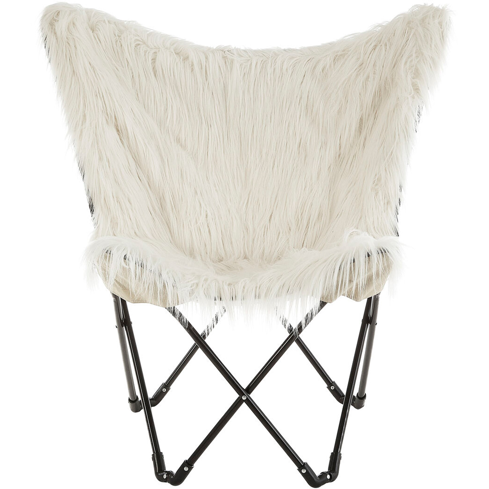 Premier Housewares Sienna White Faux Fur Butterfly Chair Image 4
