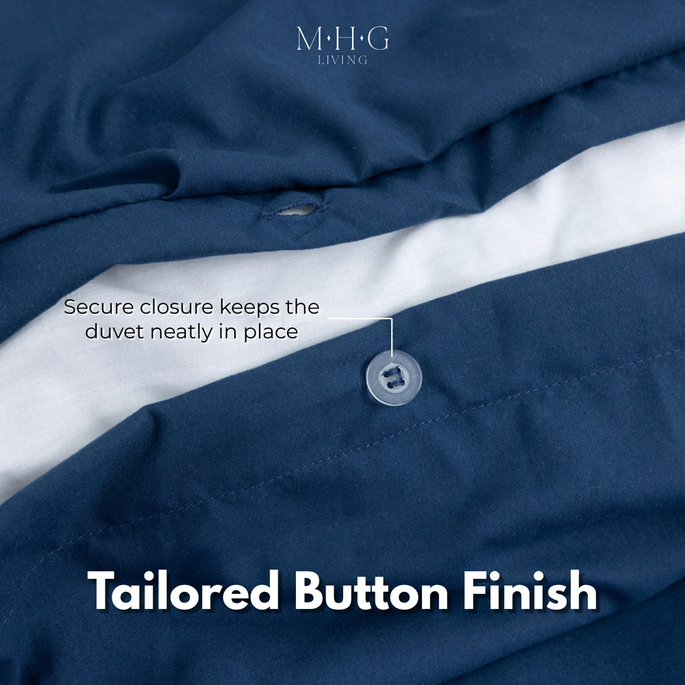 MHG Living Double Navy Pintuck Duvet Cover Set with Fitted Sheet Image 5