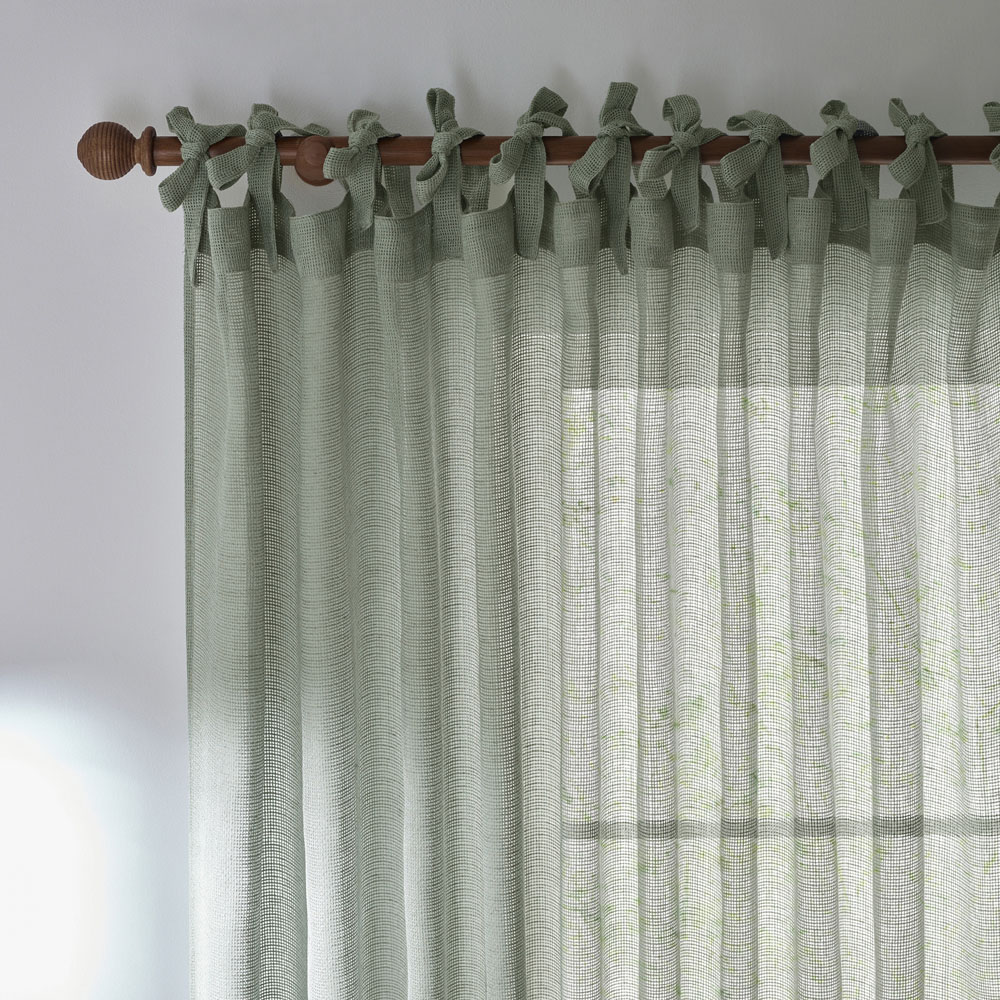 Yard Nimbus Eucalyptus Sheer Tie Top Curtain Panel 140 x 250cm Image 4