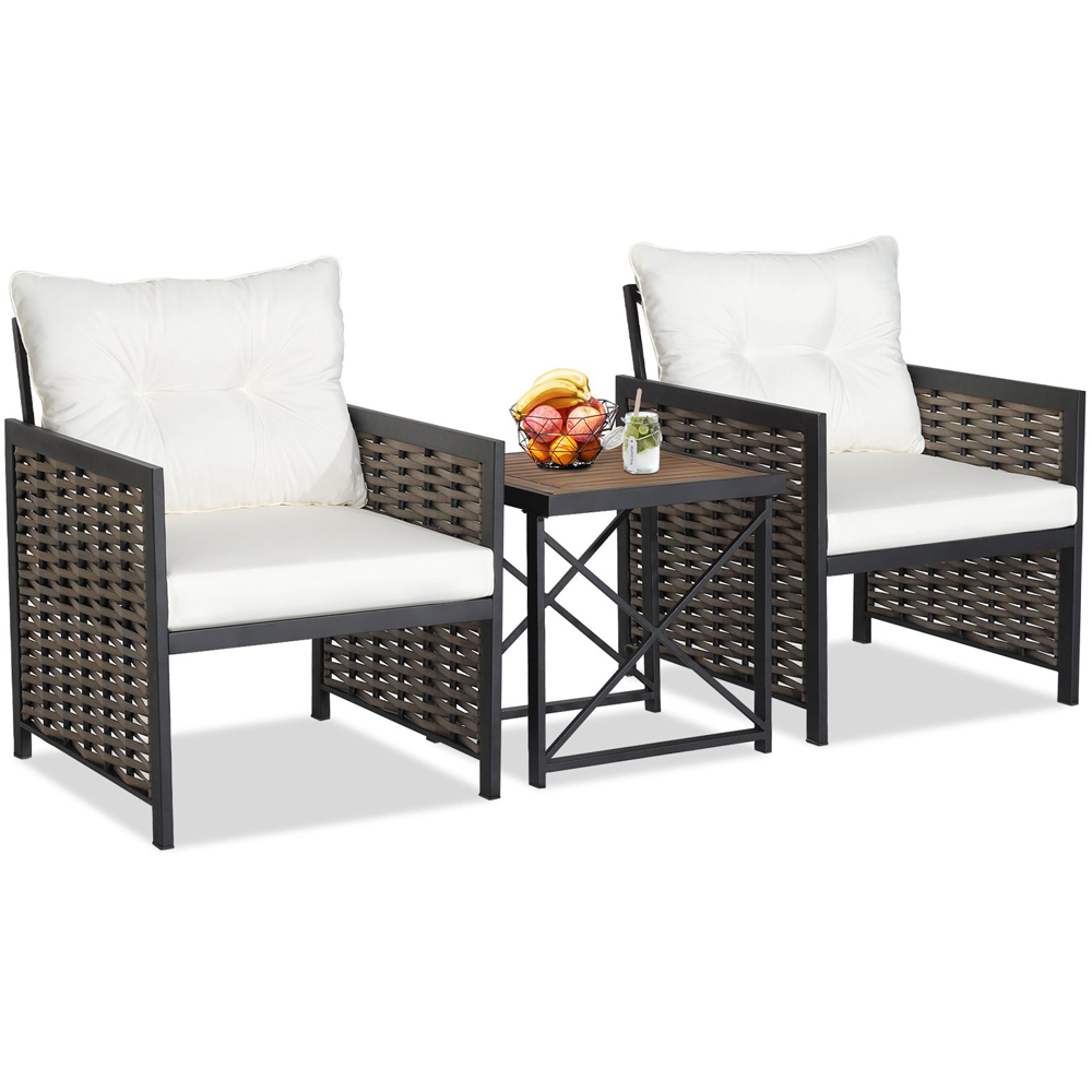 Costway 2 Seater Rattan Patio Bistro Set White Image 3