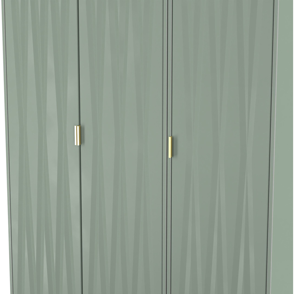 Crowndale Diamond 3 Door Reed Green Tall Wardrobe Ready Assembled Image 5
