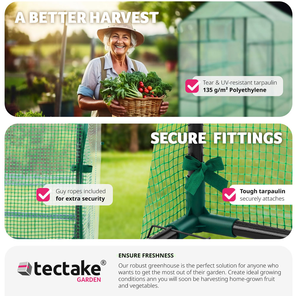 tectake 16 Shelf 4.7 x 4.7ft Greenhouse with Tarpaulin Cover Image 7