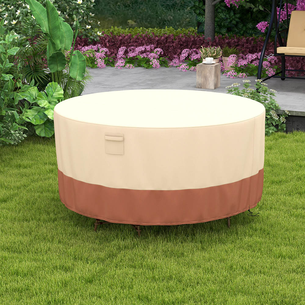 Costway Beige Medium Round Patio Furniture Cover Image 2