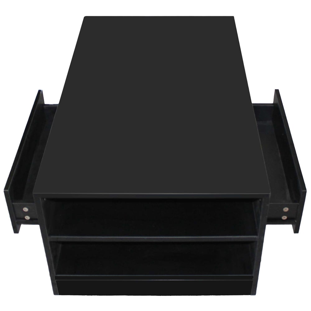 Comfy Living 5 Shelf 2 Drawer Black High Gloss LED Coffee Table Image 5