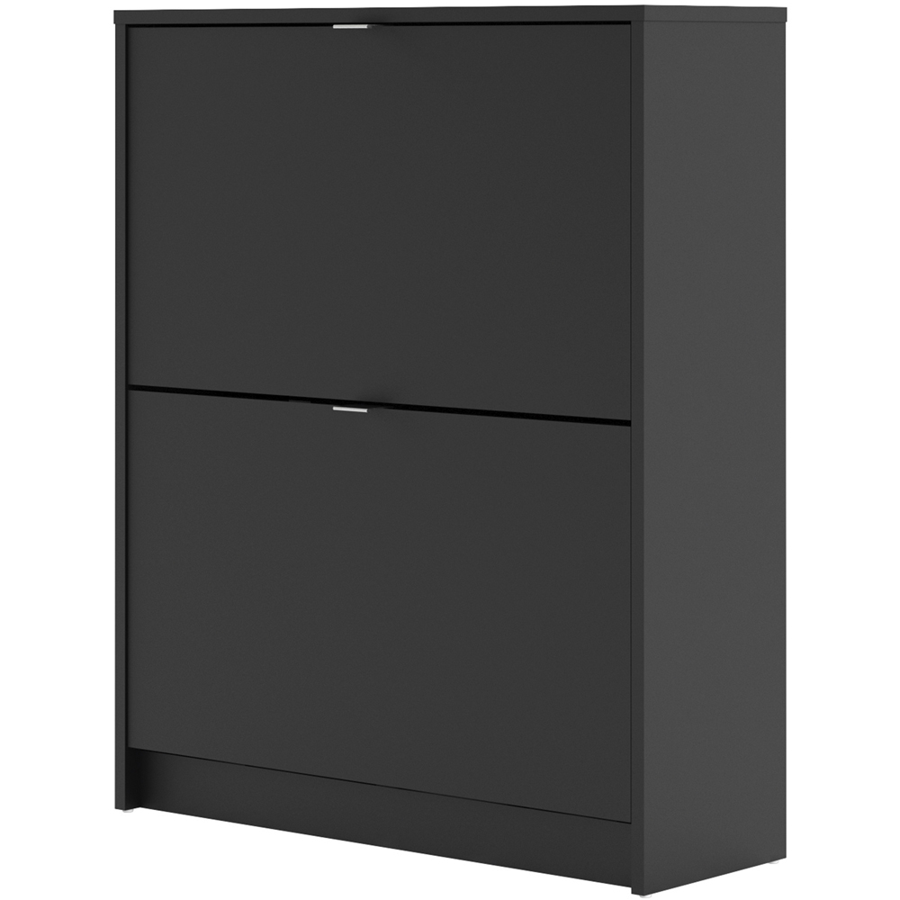 Florence Shoes 2 Flip Door Double Layer Matt Black Shoe Storage Cabinet Image 4