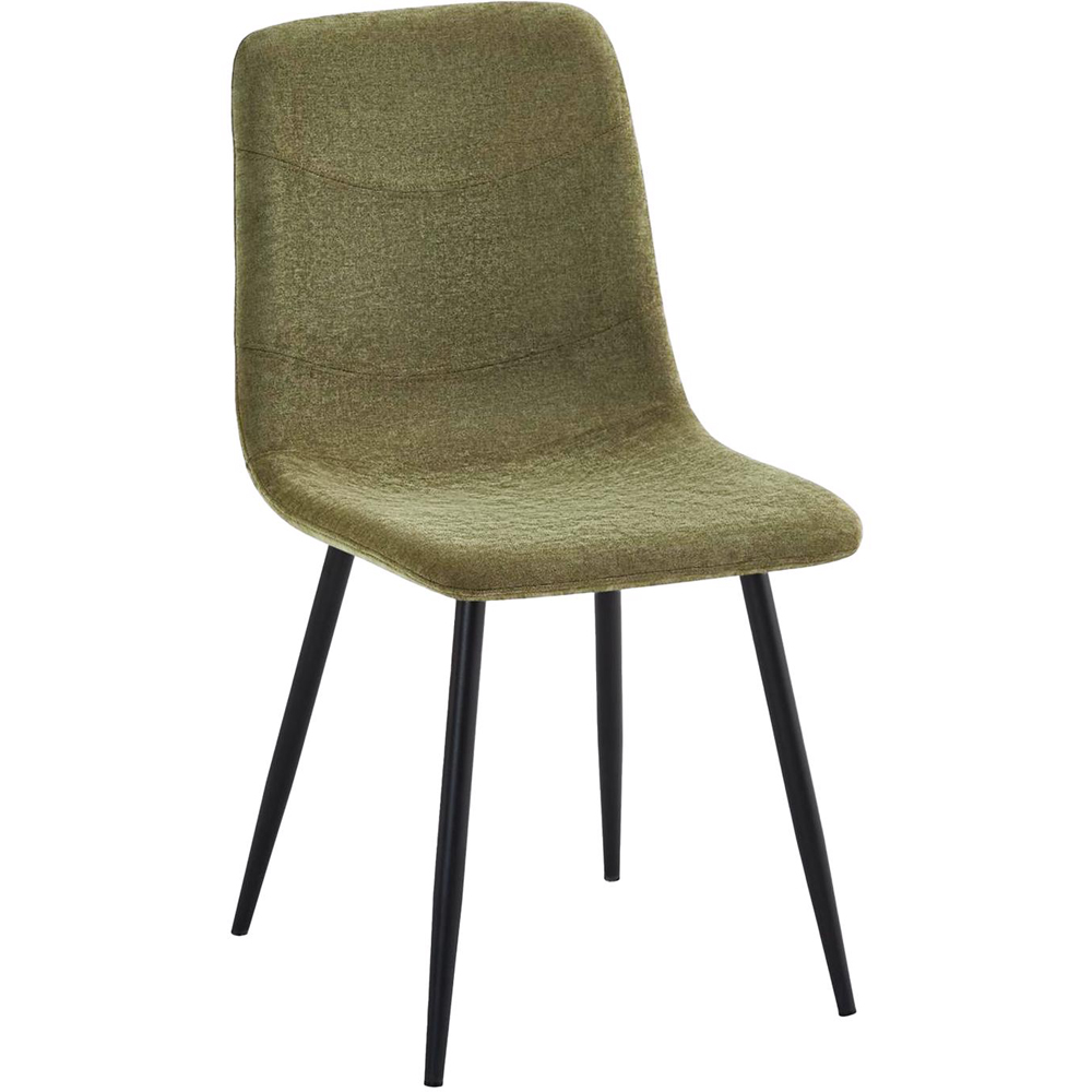 FWStyle Evie Set of 4 Green and Black Linen Upholstered Steel Frame Dining Chair Image 3
