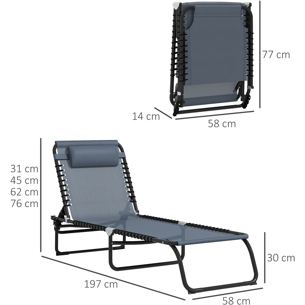 Outsunny Set of 2 Grey Foldable Cot Sun Lounger Image 7