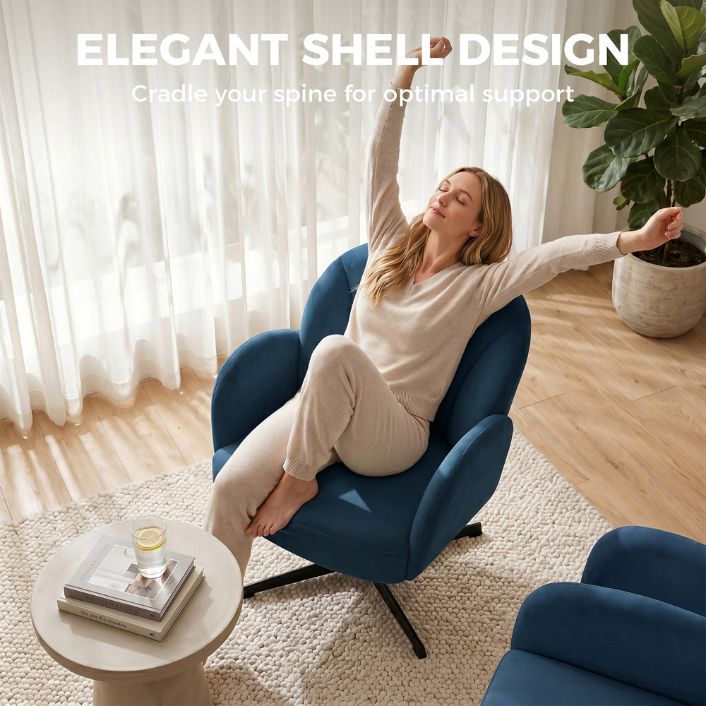 HOMCOM Dark Blue Modern Swivel Accent Chair Image 5